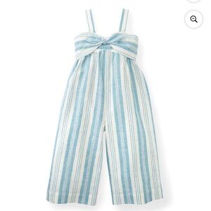 Hope & Henry Girls' Blue Striped Jumpsuit size 6 wide leg adjustable straps